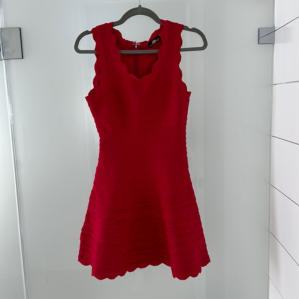 Red scalloped dress - size small